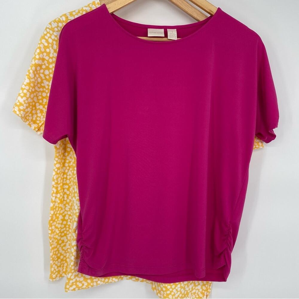 Chico’s Tops Bundle Short Sleeve Pullover‎ Pink & Yellow Classic Mature Medium